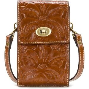 Patrica Nash 100% Tooled Leather Rivella Crossbody Phone Case Bag With Strap